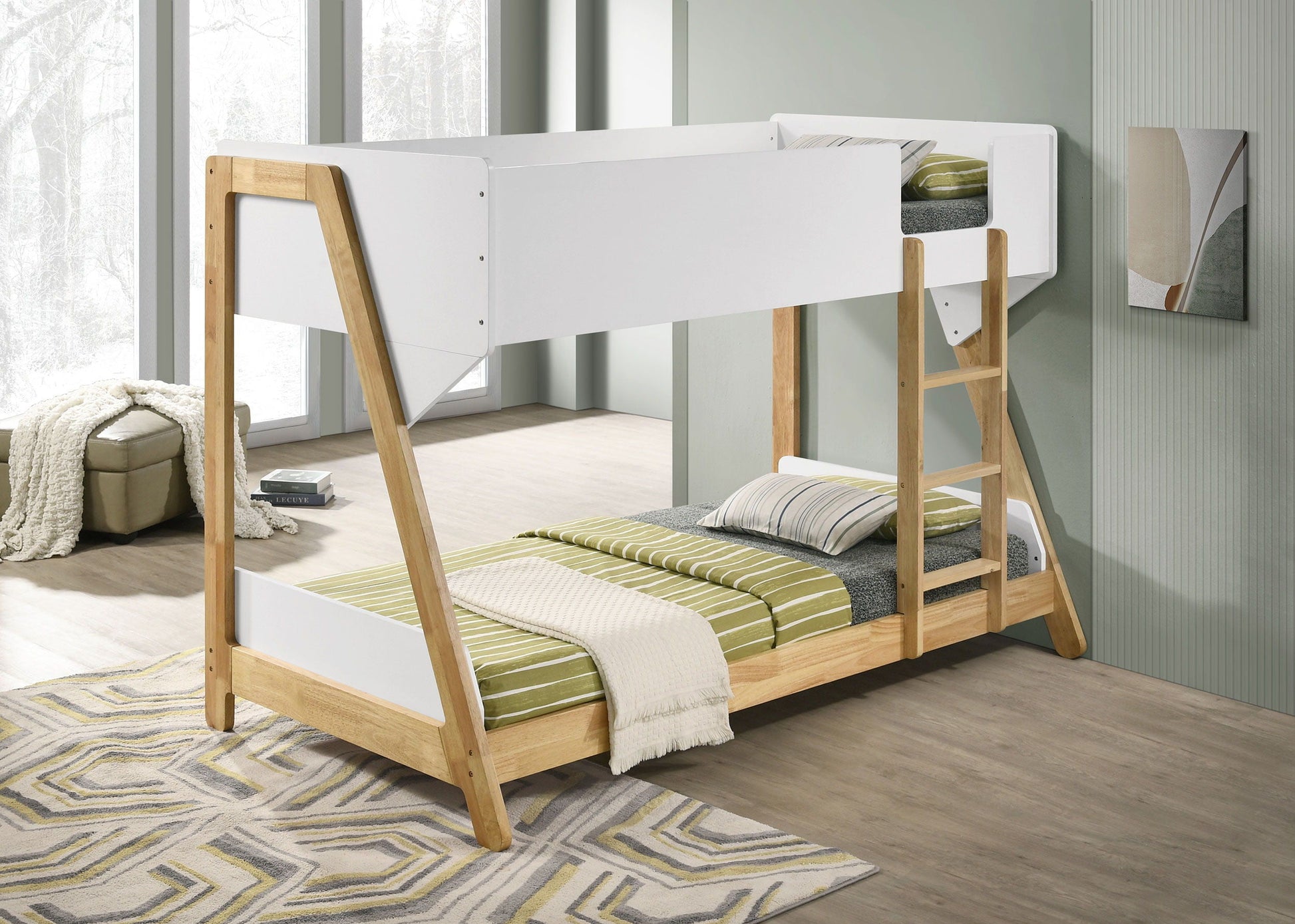 Coaster Fine Furniture Wyatt - Wood Twin Over Twin Bunk Bed - White And Natural | Meri Furniture