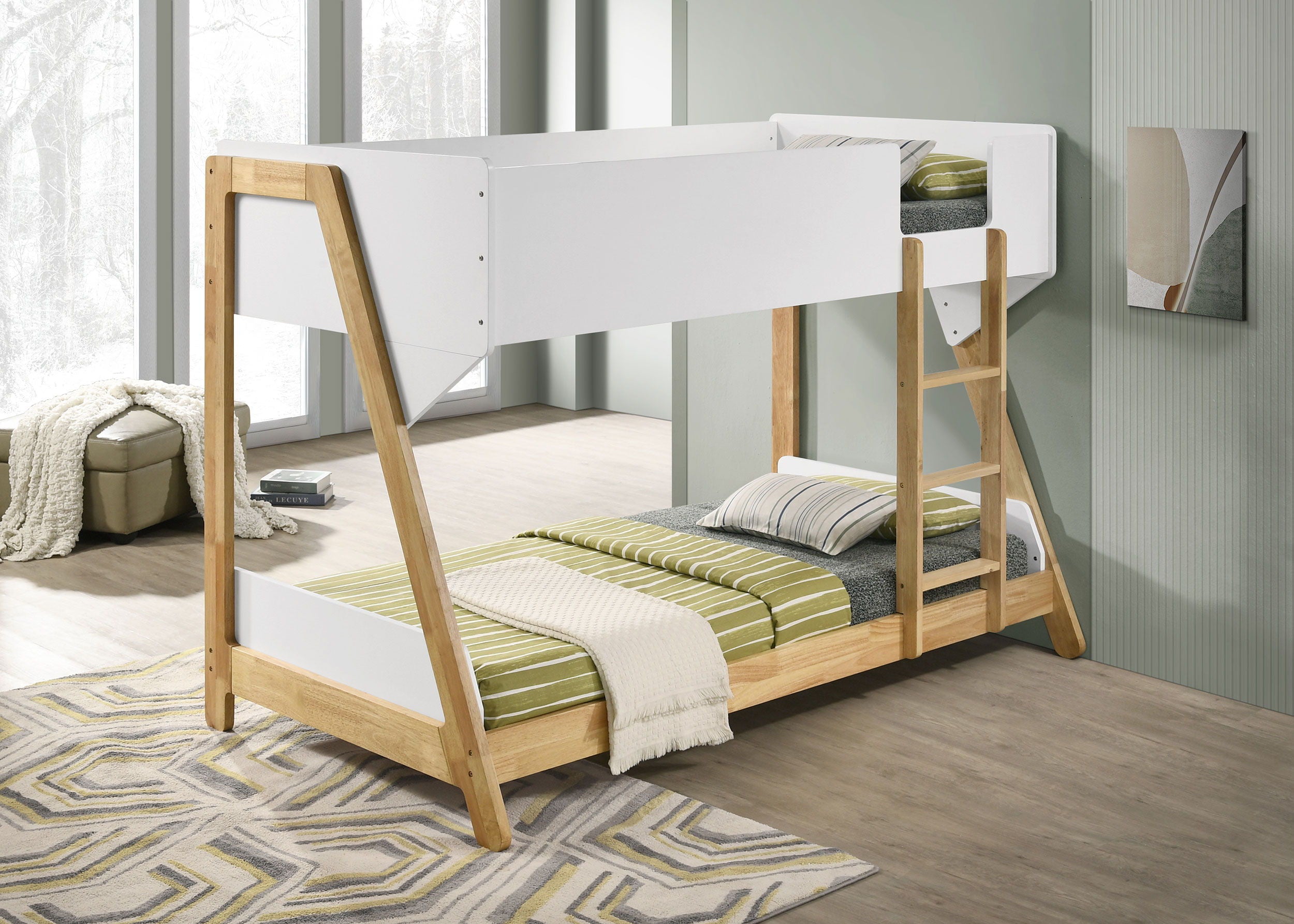Coaster Fine Furniture Wyatt - Wood Twin Over Twin Bunk Bed - White And Natural | Meri Furniture