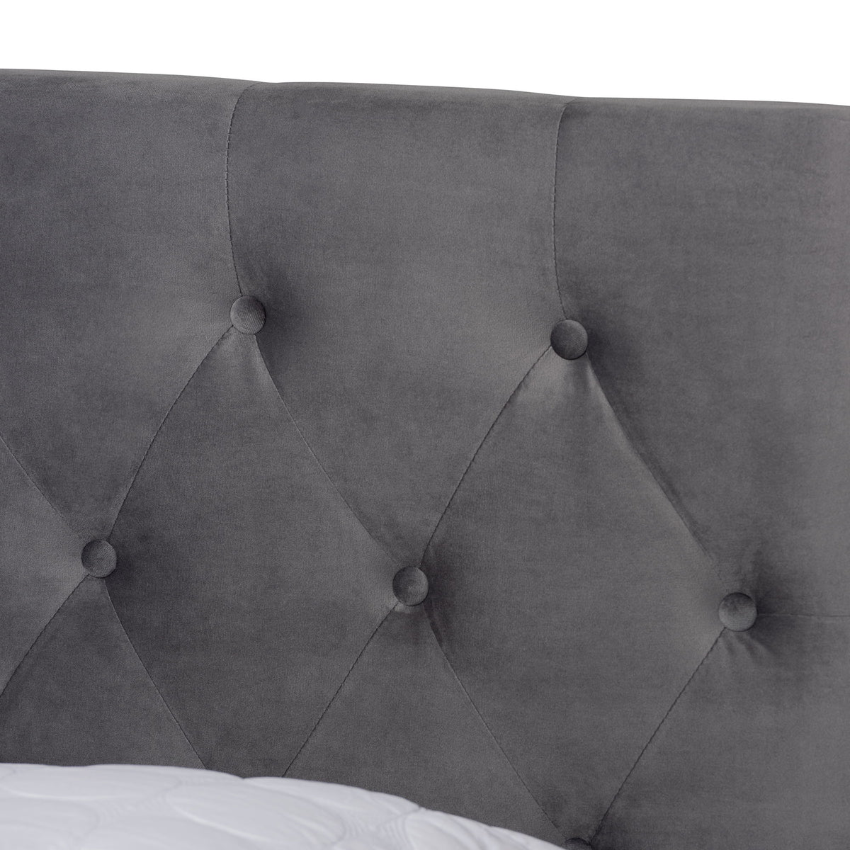 Caronia Modern and Contemporary Grey Velvet Fabric Upholstered 2-Drawer Queen Size Platform Storage Bed