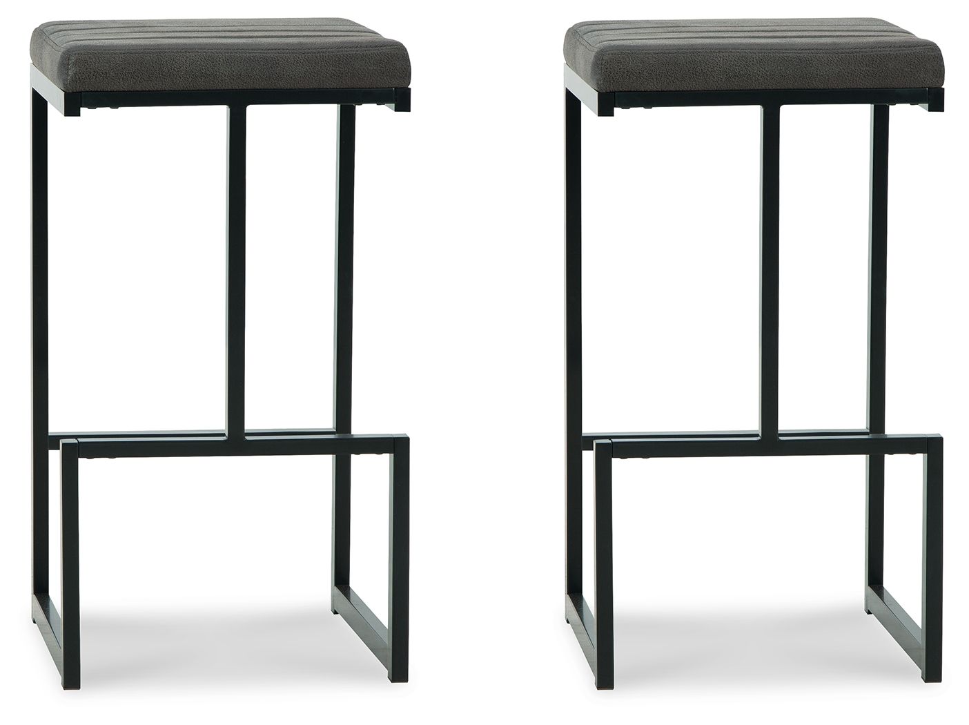Signature Design by Ashley® Strumford - Gray / Black - Tall Uph Barstool (Set of 2) | Meri Furniture