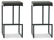 Signature Design by Ashley® Strumford - Gray / Black - Tall Uph Barstool (Set of 2) | Meri Furniture