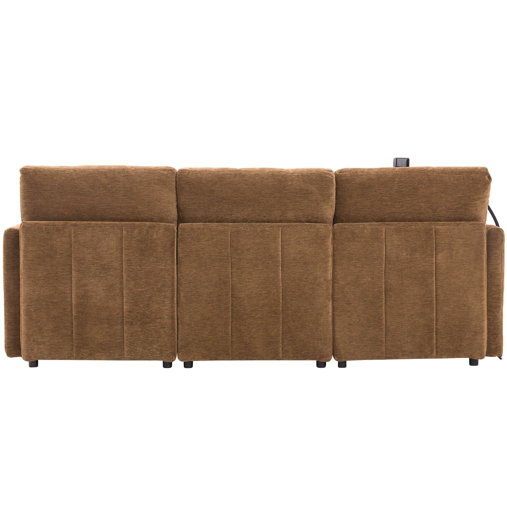 Modern Modular U-Shaped Sofa Bed With Movable Ottoman, USB Ports, Phone Holder