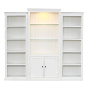 Retro Style 3 Piece Bookcase Display Cabinet With Adjustable LED Lighting, Tempered Glass Shelves - White