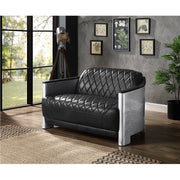 ACME Sedna - Loveseat - Espresso & Aluminum | Meri Furniture