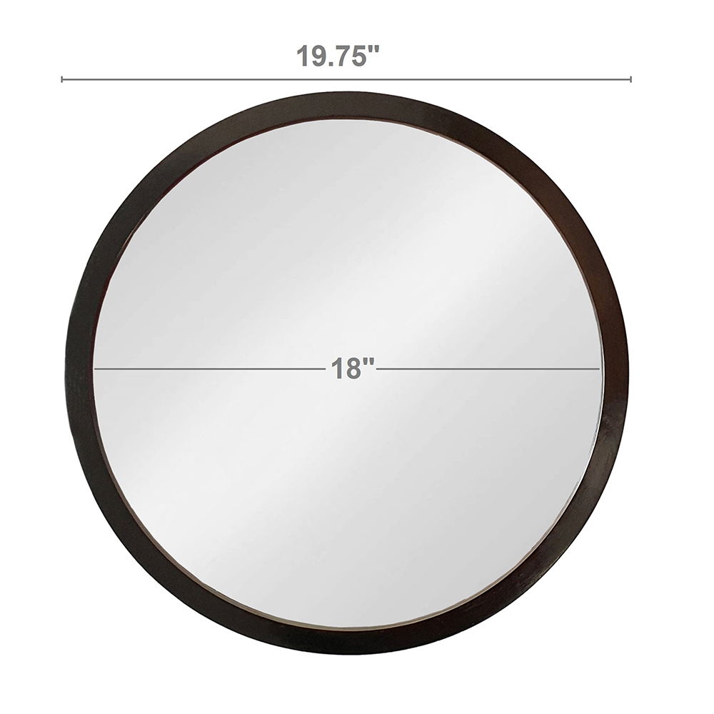 Circle Wall Mirror With Wooden Frame, Wall Mirror For Living Room