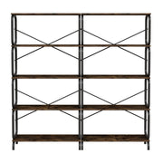 5 Tier Industrial Bookshelf, Tall Bookcase With Open Design, Vintage Storage Organizer