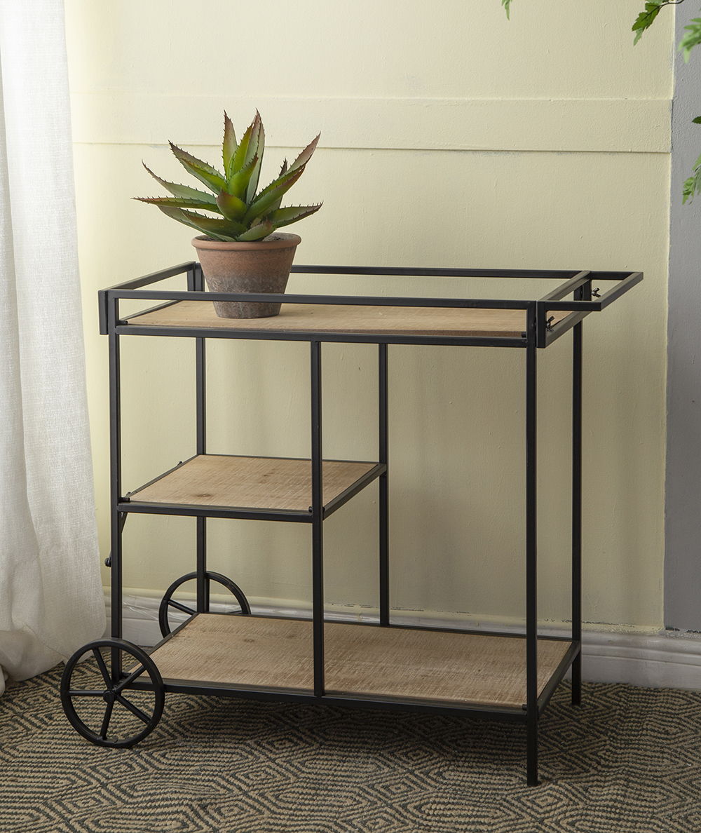 Shelf With Wheel - Black / Brown