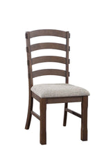 ACME Pascaline - Side Chair (Set of 2) - Gray Fabric, Rustic Brown & Oak Finish | Meri Furniture