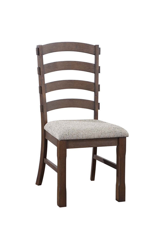 ACME Pascaline - Side Chair (Set of 2) - Gray Fabric, Rustic Brown & Oak Finish | Meri Furniture