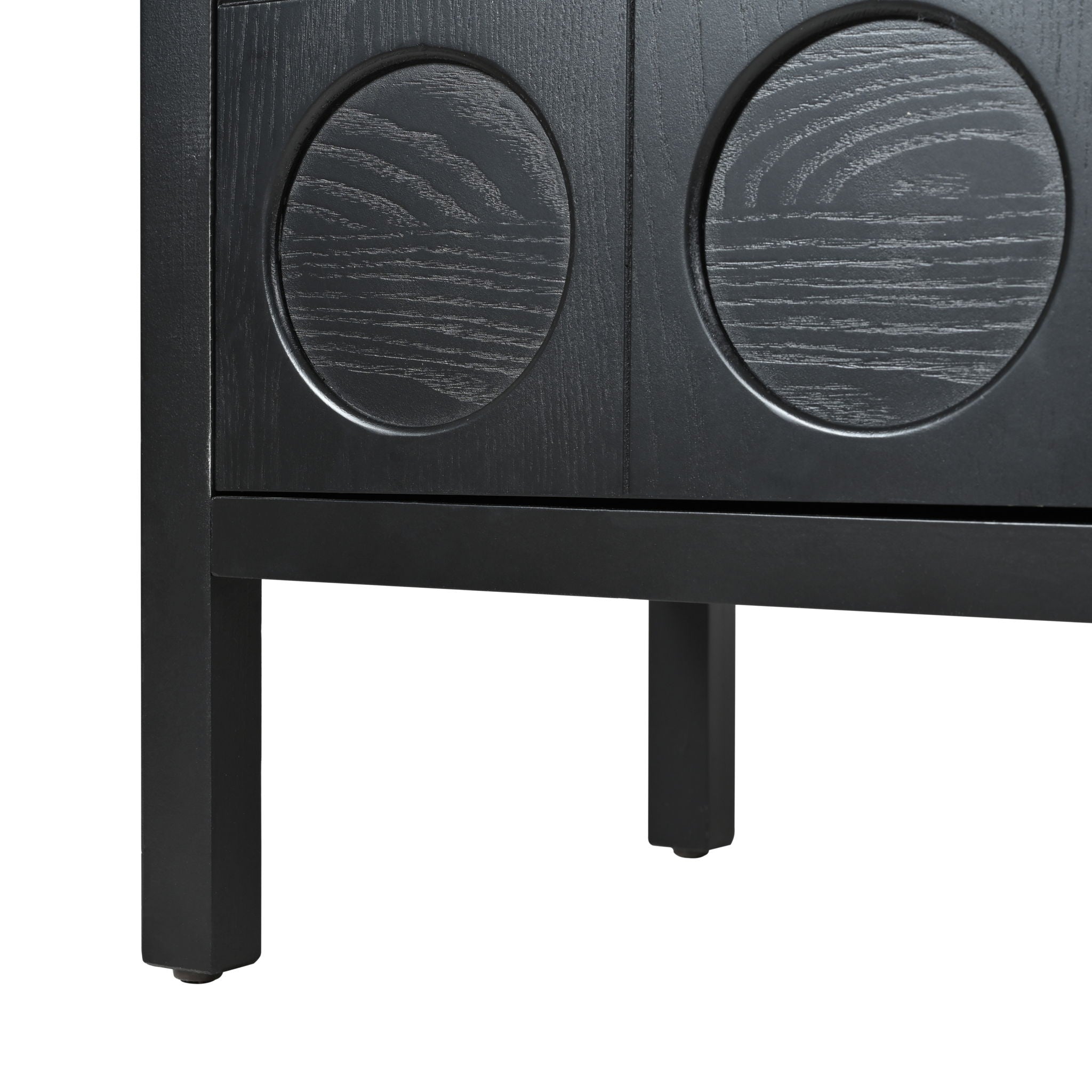 Stylish Storage Cabinet Sideboard With Unique Geometric Circle Door Design - Black