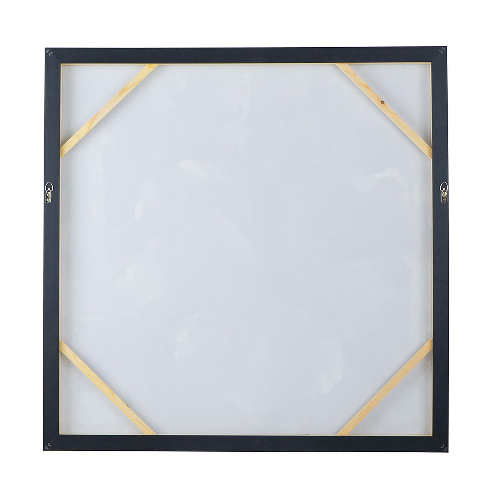 Large Modern Flower Oil Painting, SquareFrame Wall Art - Blue / Gray