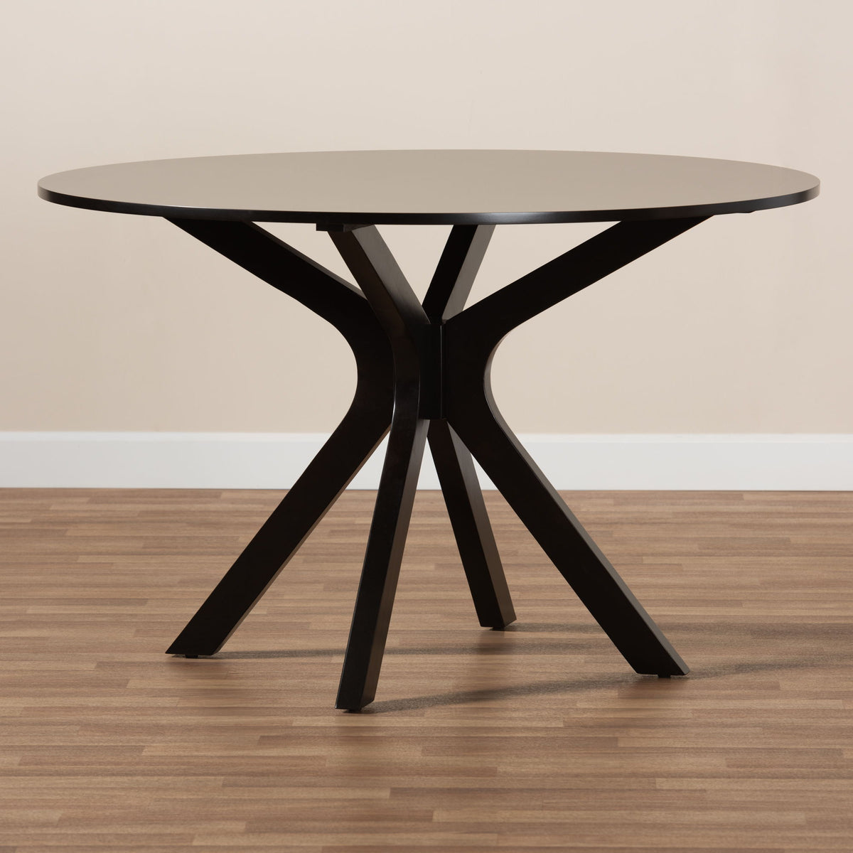 Kenji Modern and Contemporary Dark Brown Finished 45-Inch-Wide Round Wood Dining Table