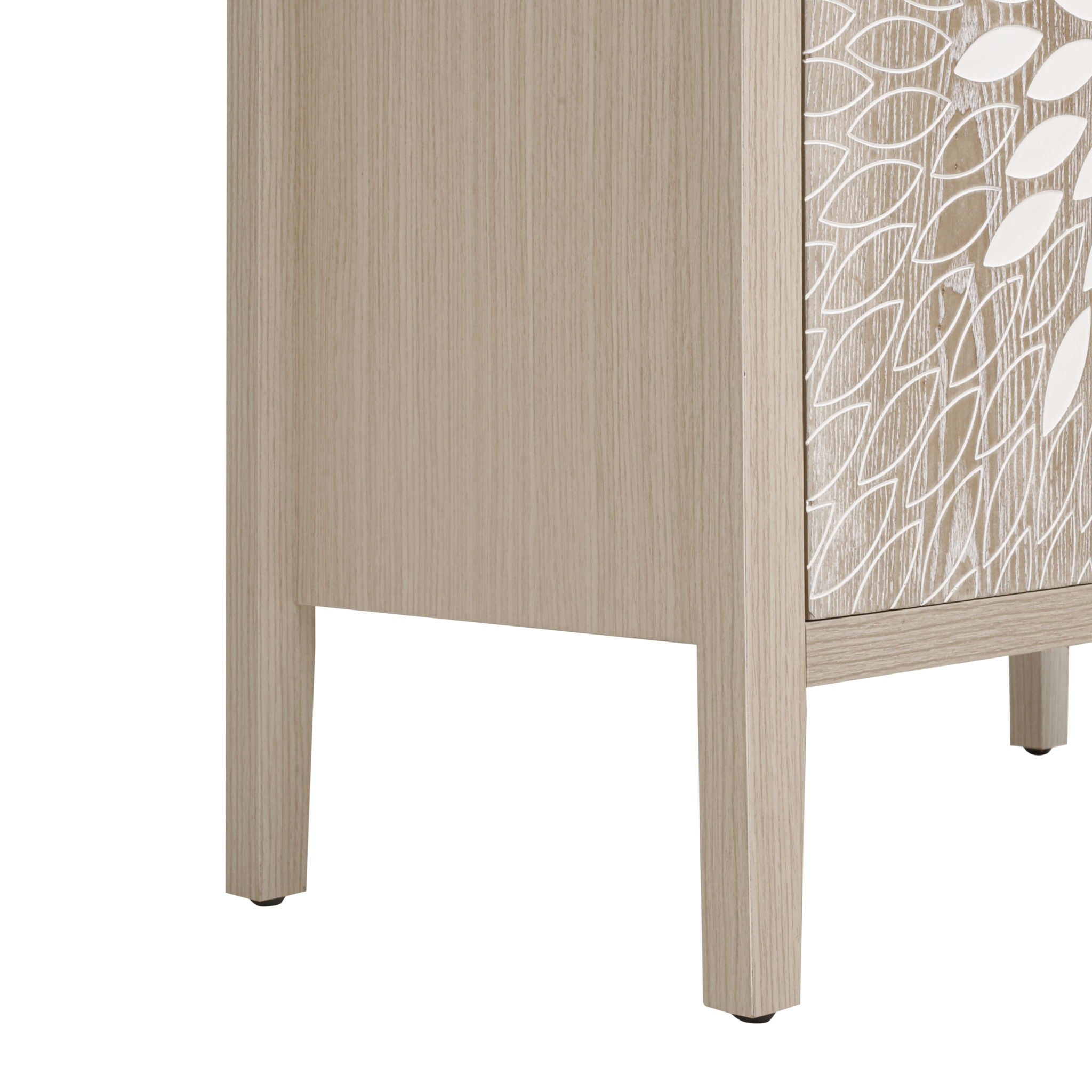 2 Door Carved Storage Cabinet With Adjustable Shelf, Accent Furniture