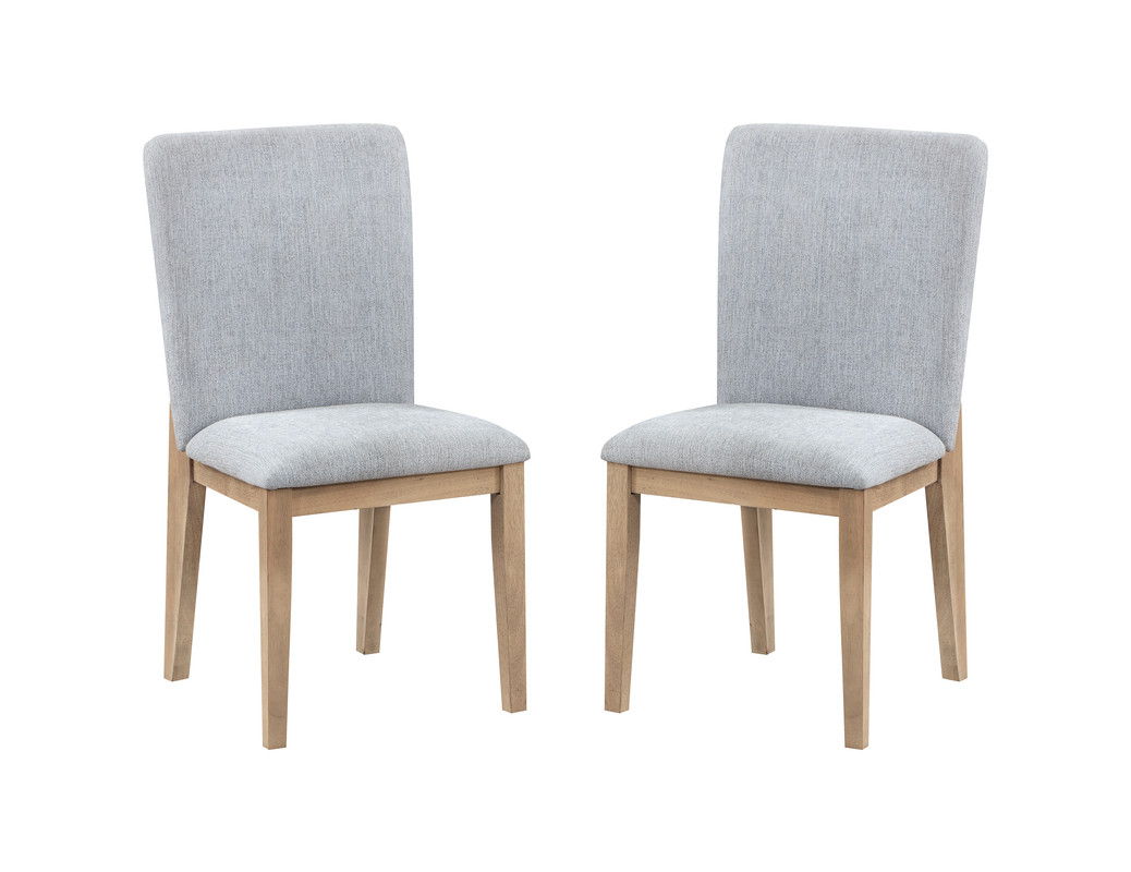 Caspian Set of 2 Gray Linen and Oak Finish 19"W Dining Chair