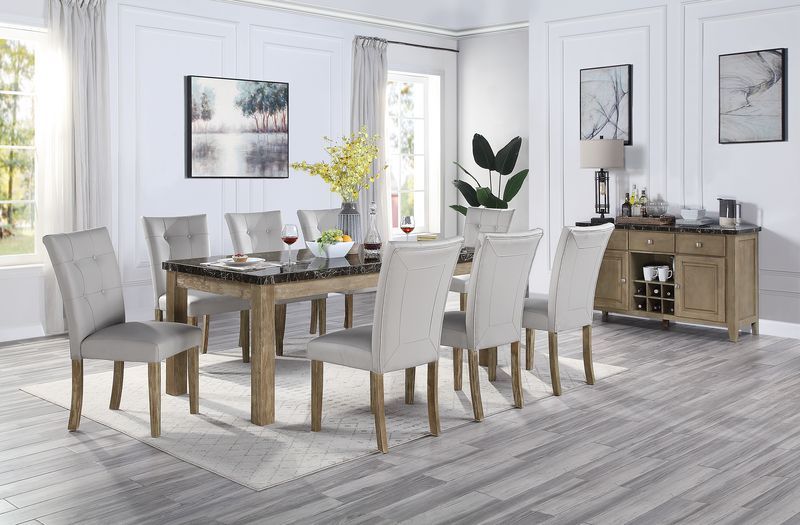 ACME Charnell - Server - Marble & Oak Finish | Meri Furniture