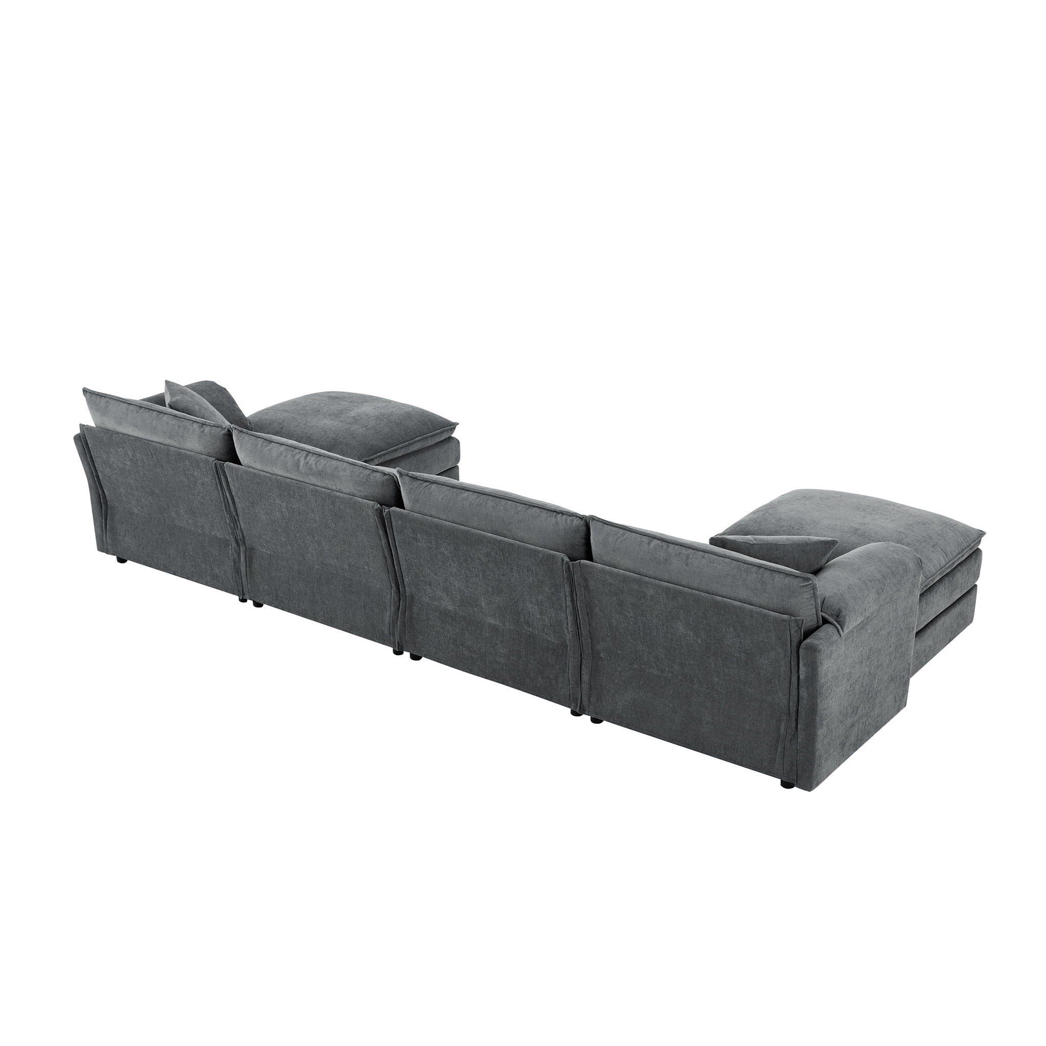 Modular Sectional With Deep And Wide Seat, Cloud Couch Set With Double Cushions Sofa With Movable Ottoman