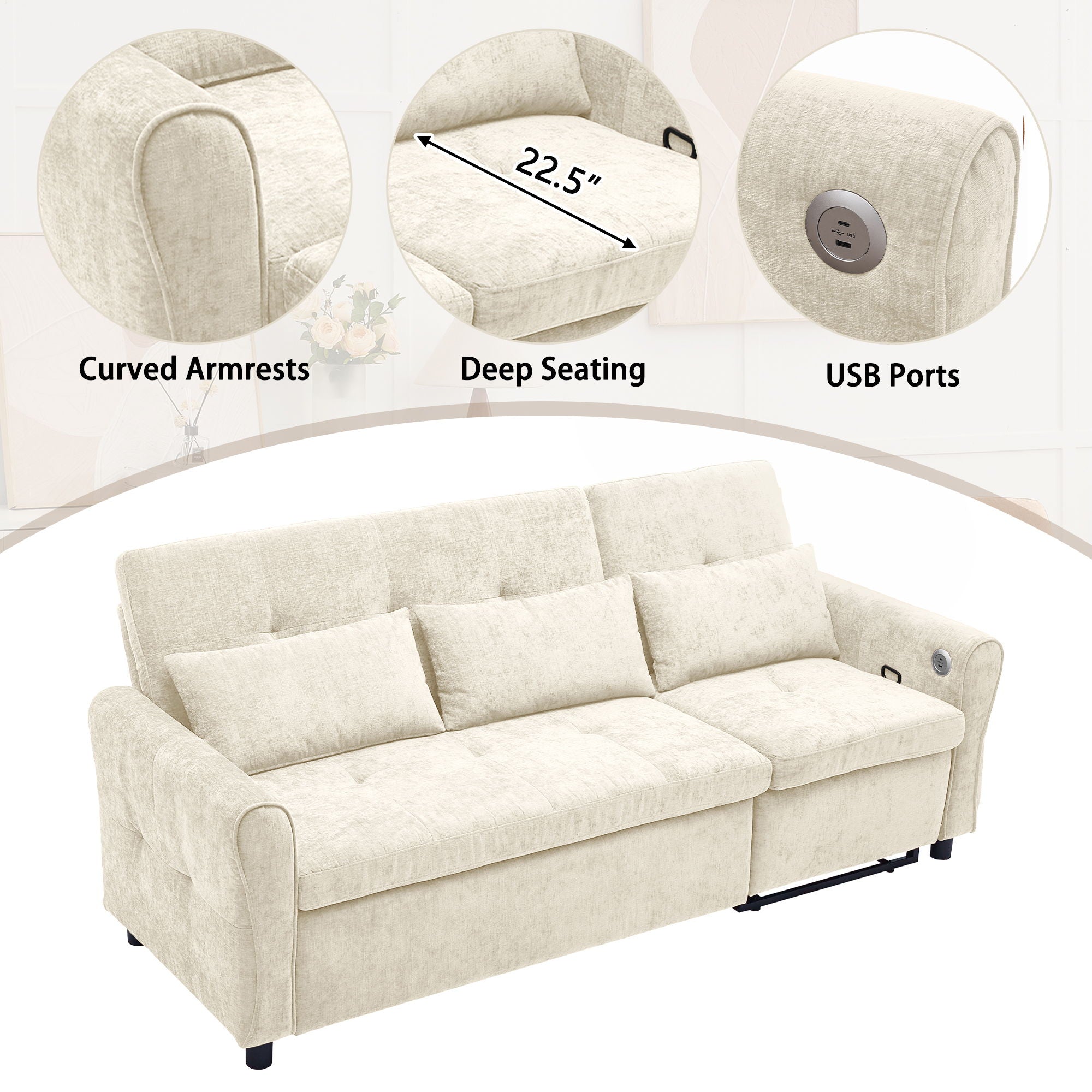 3 Seater Sofa Bed And Reversible Recliner