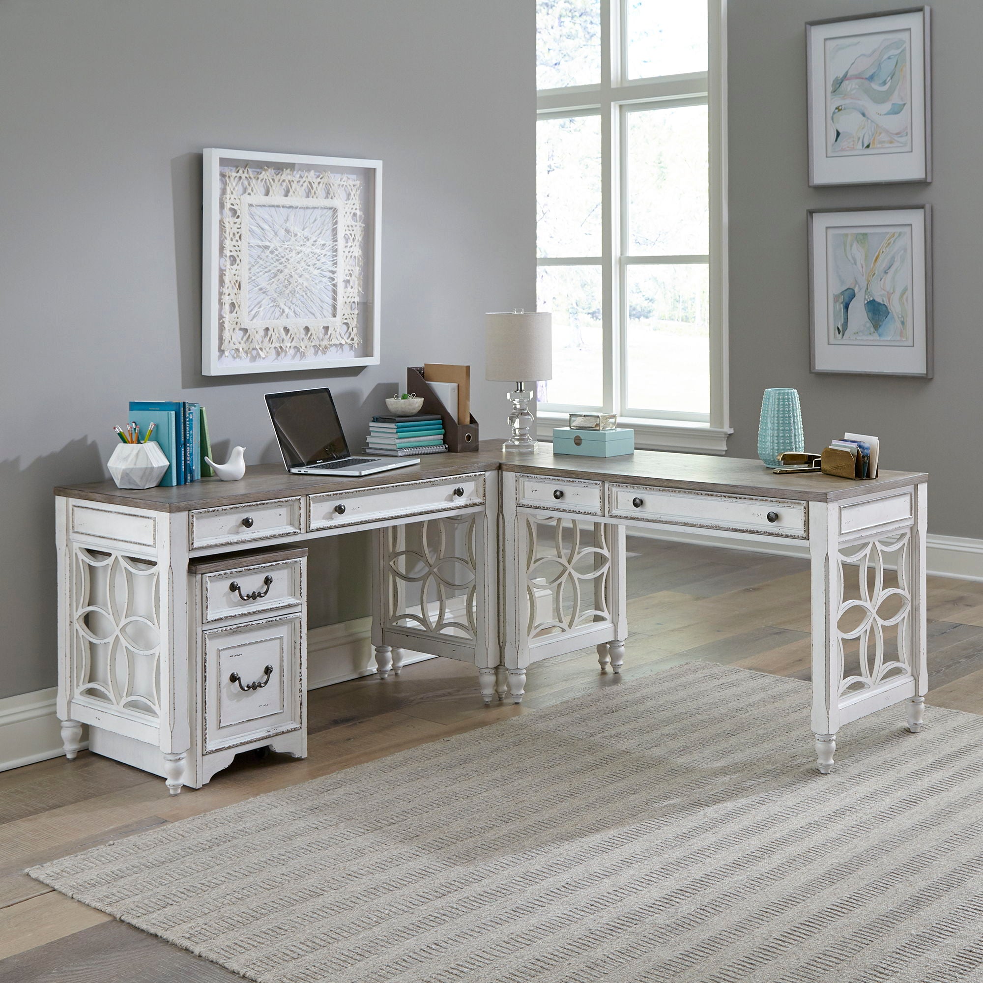 Liberty Furniture Magnolia Manor - L Shaped Desk Set | Meri Furniture