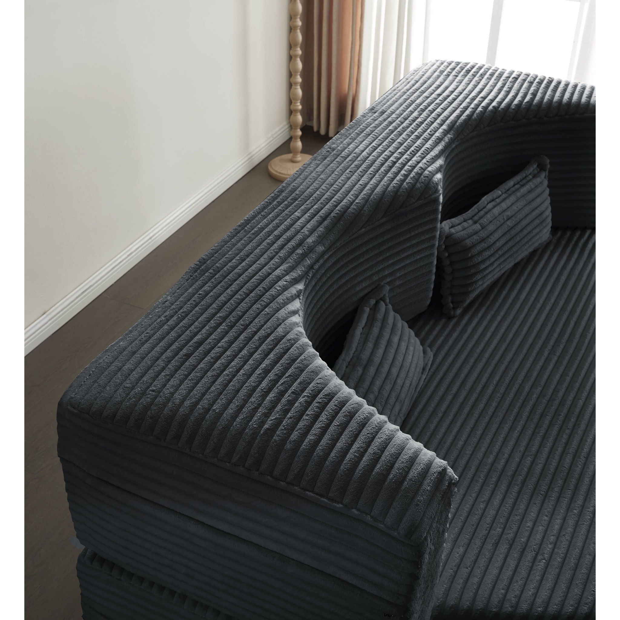 Floor Convertible Sleeper Sofa Bed With 2 Pillows