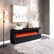 Dorian 70.5"W Black Finish TV Stand with Fireplace and Speaker