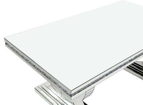 ACME Noralie - Dining Table - Mirrored - Glass - 30" | Meri Furniture