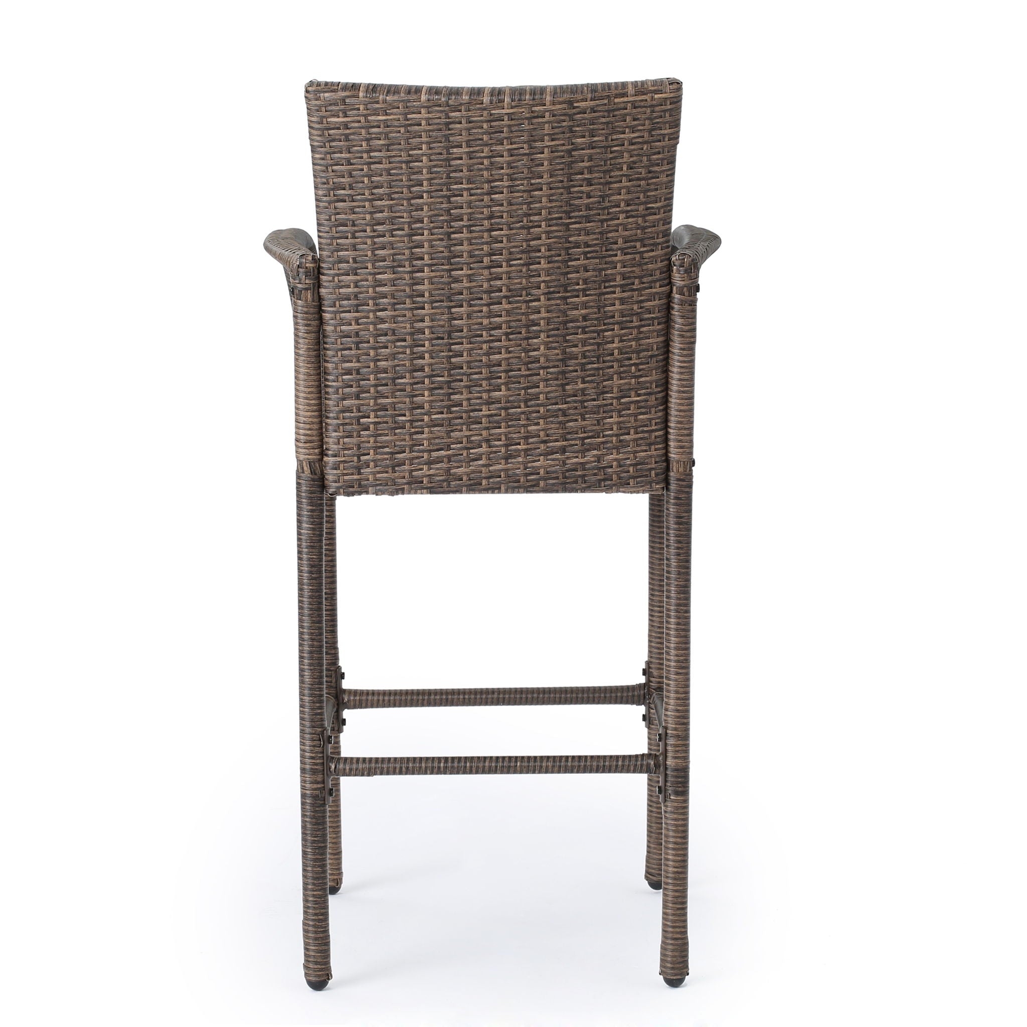 Outdoor Wicker Barstools With Rattan And Iron Frame