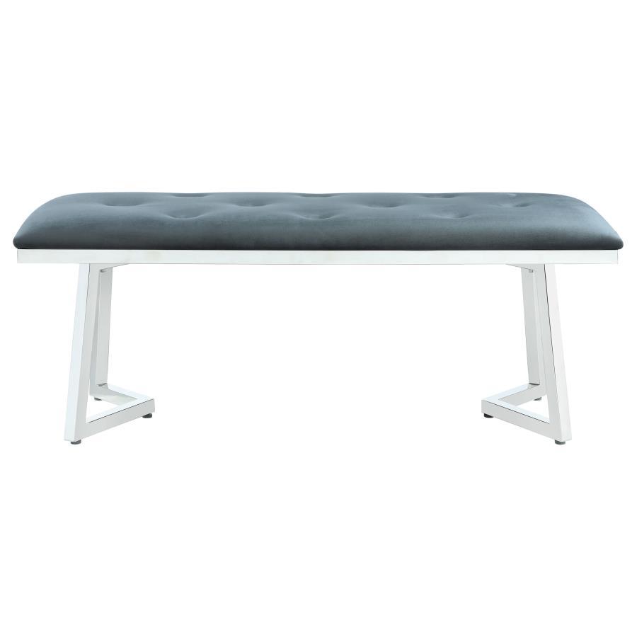 Coaster Fine Furniture Beaufort - Velvet Upholstered Dining Bench - Steel Gray | Meri Furniture