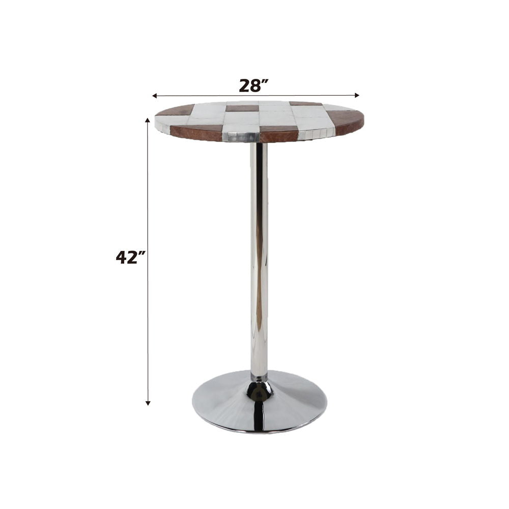 Brancaster - Bar Table - Retro Brown Top Grain Leather & Aluminum