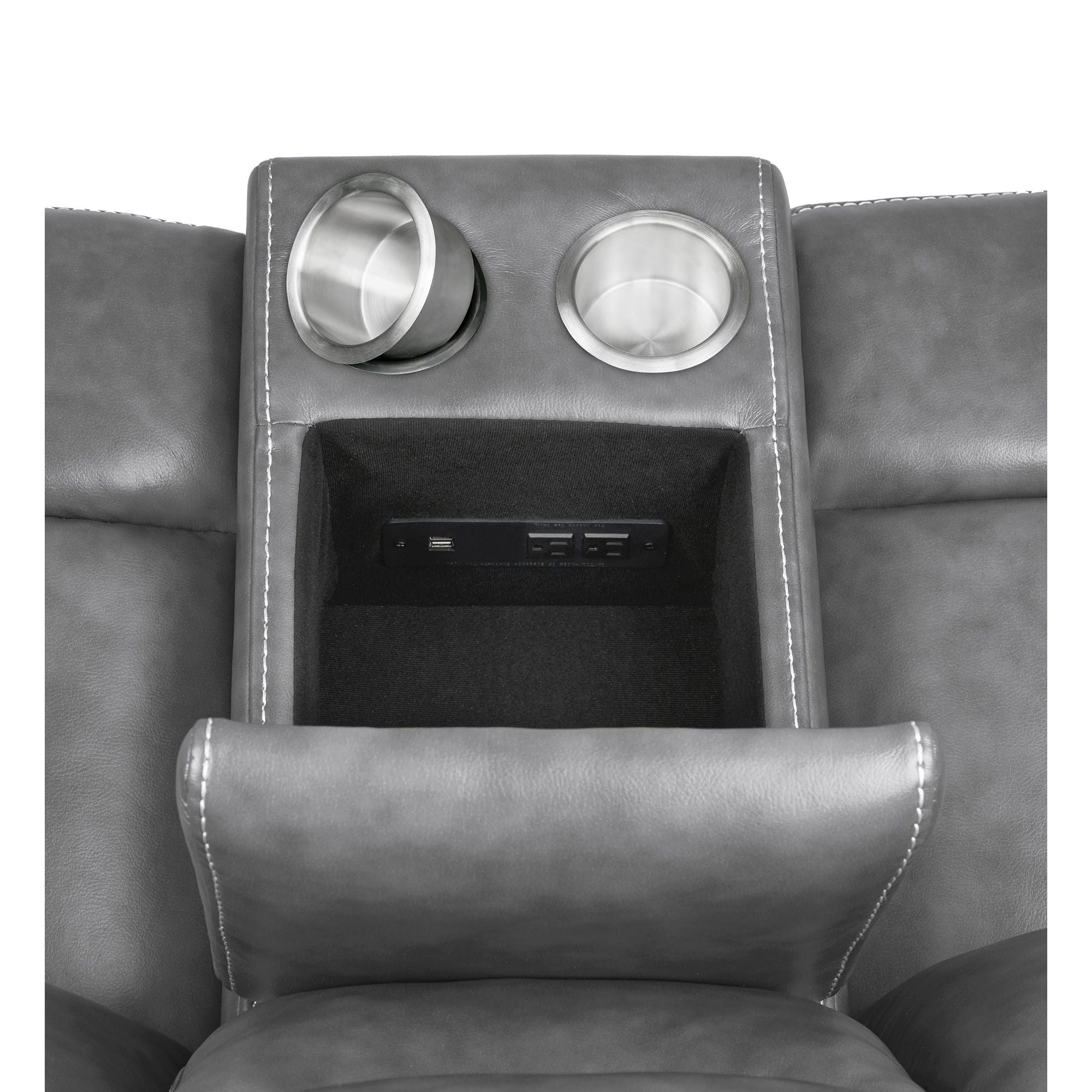 Carmen - Cool Motion Loveseat With Storage, With Reclining Function And Built In Storage - Gray