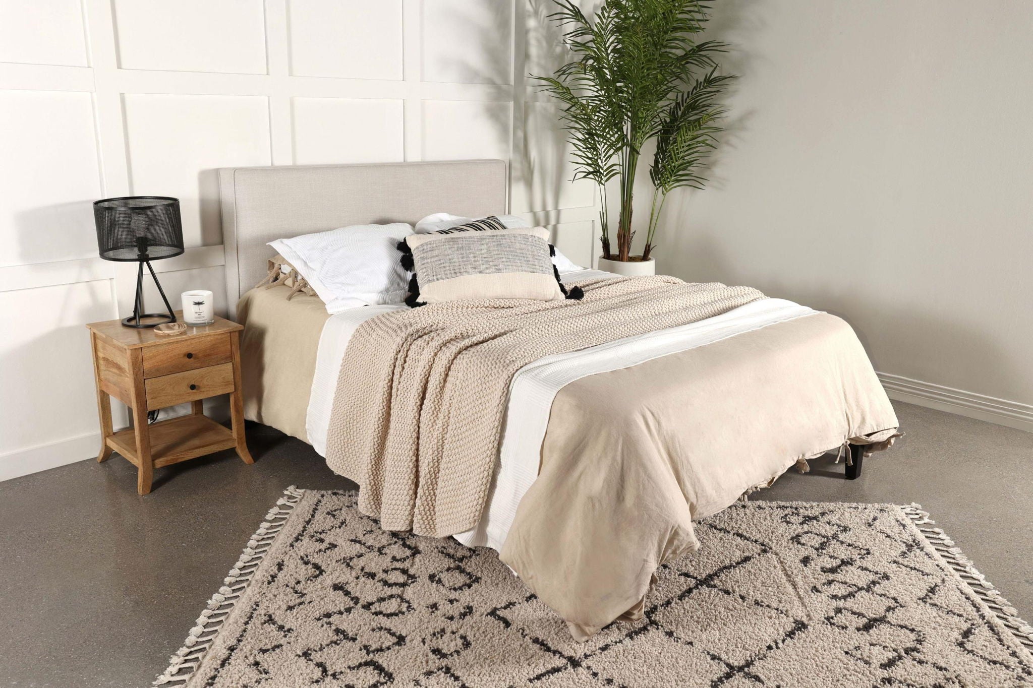 Kosmo Upholstered King Panel Headboard Sand