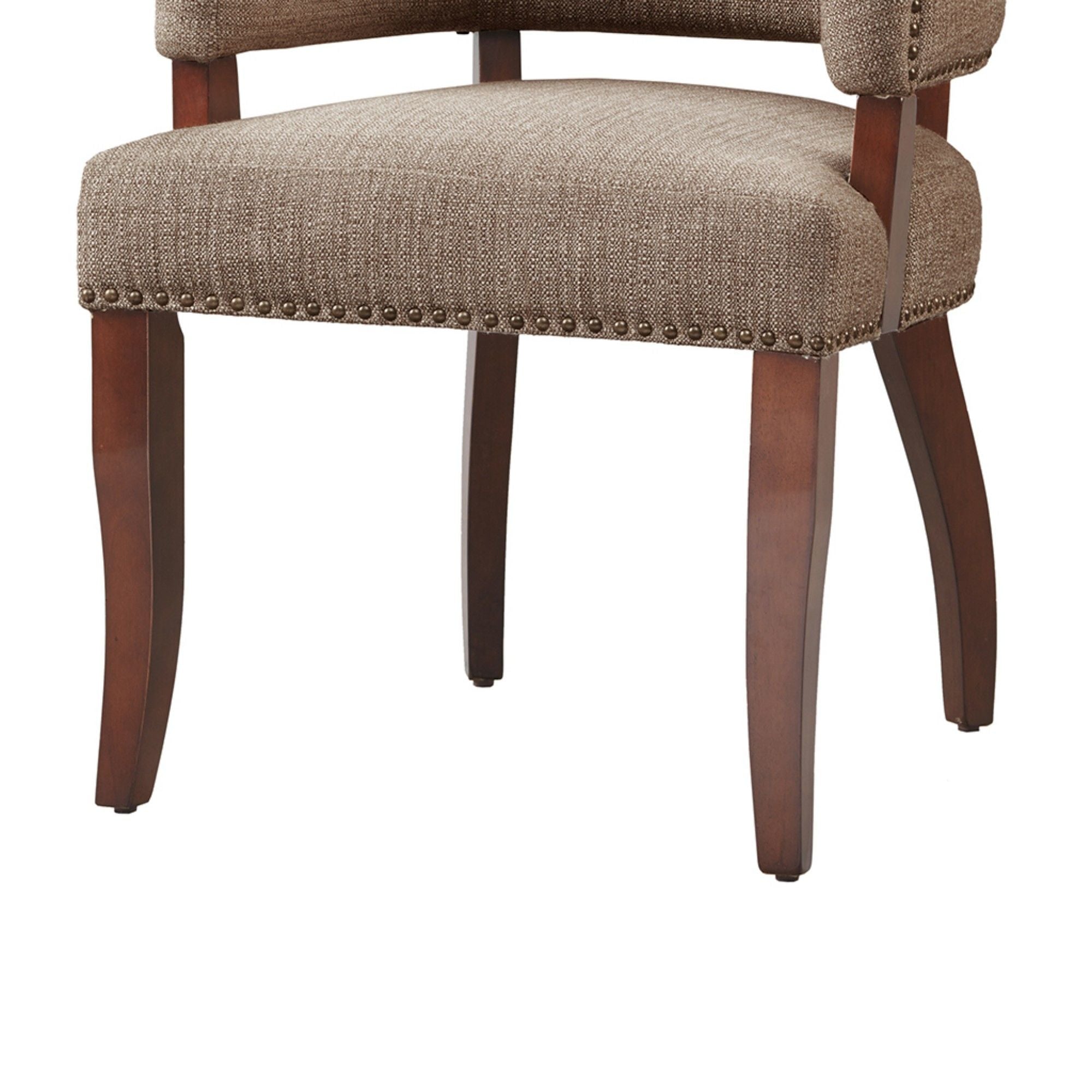 Elegant Arm Dining Chair With Brass Nail Head Detailing