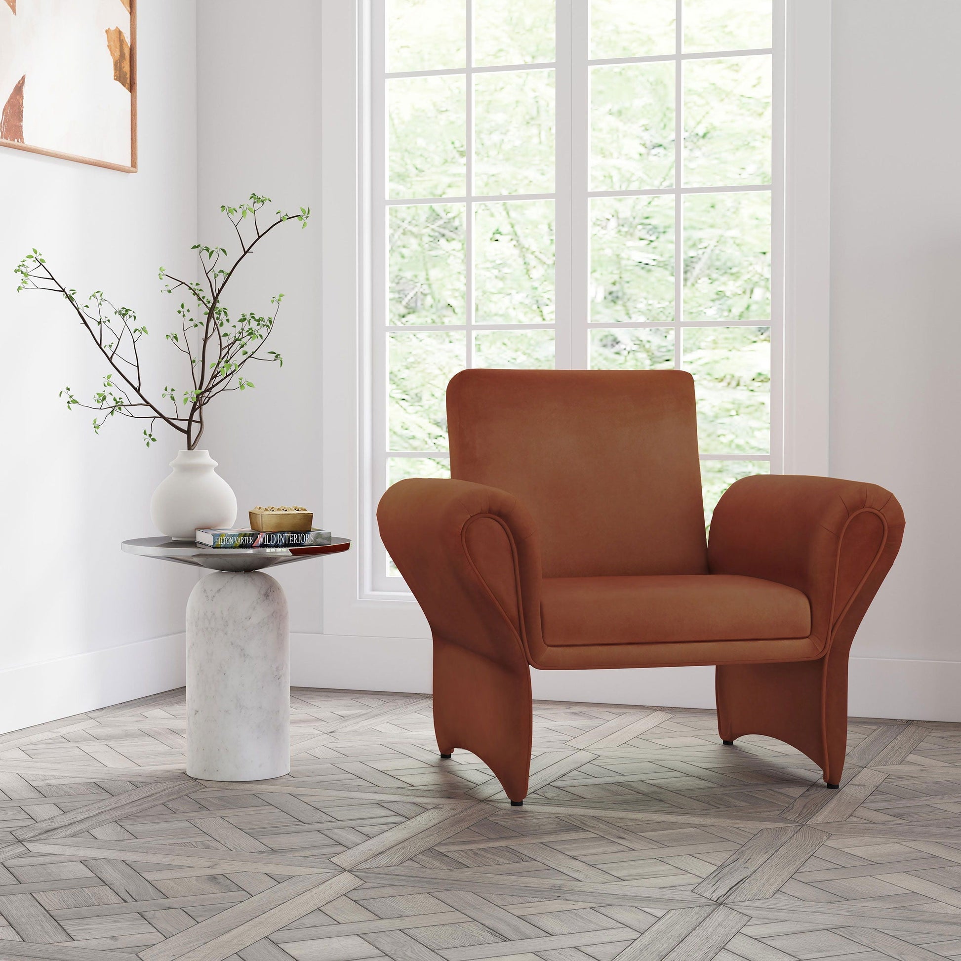 Coaster Fine Furniture Liana - Upholstered Roll Arm Accent Armchair - Rust | Meri Furniture