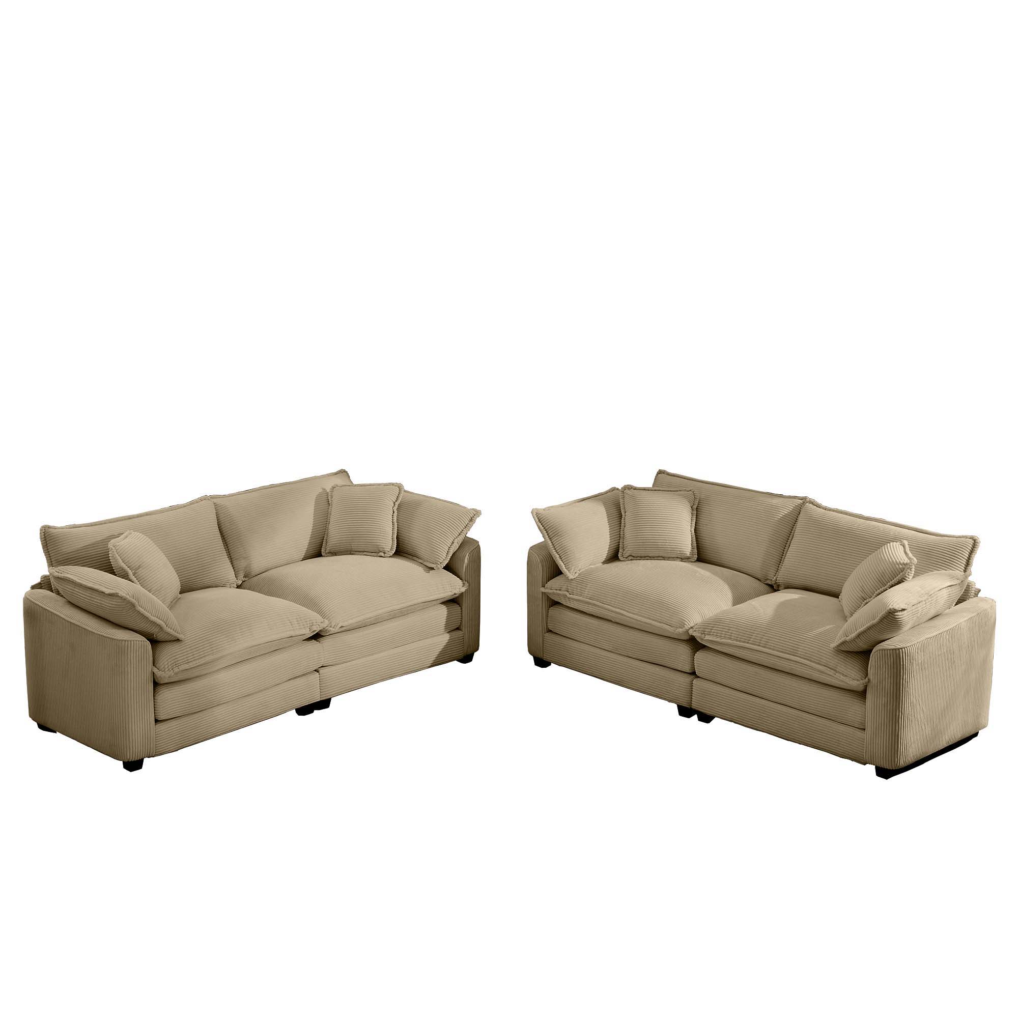 Elegant Corduroy Oversized Sectional Sofa Set With Deep Seats And Flexible Layout