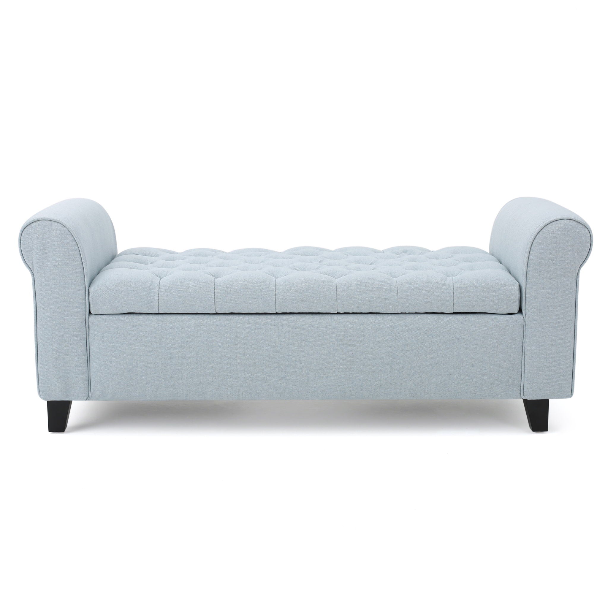 Hayes - Contemporary Armed Storage Bench With Rolled Arms And Button Tufting