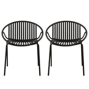 Stackable Outdoor Chairs With Breathable Plastic Backrest (Set of 2)