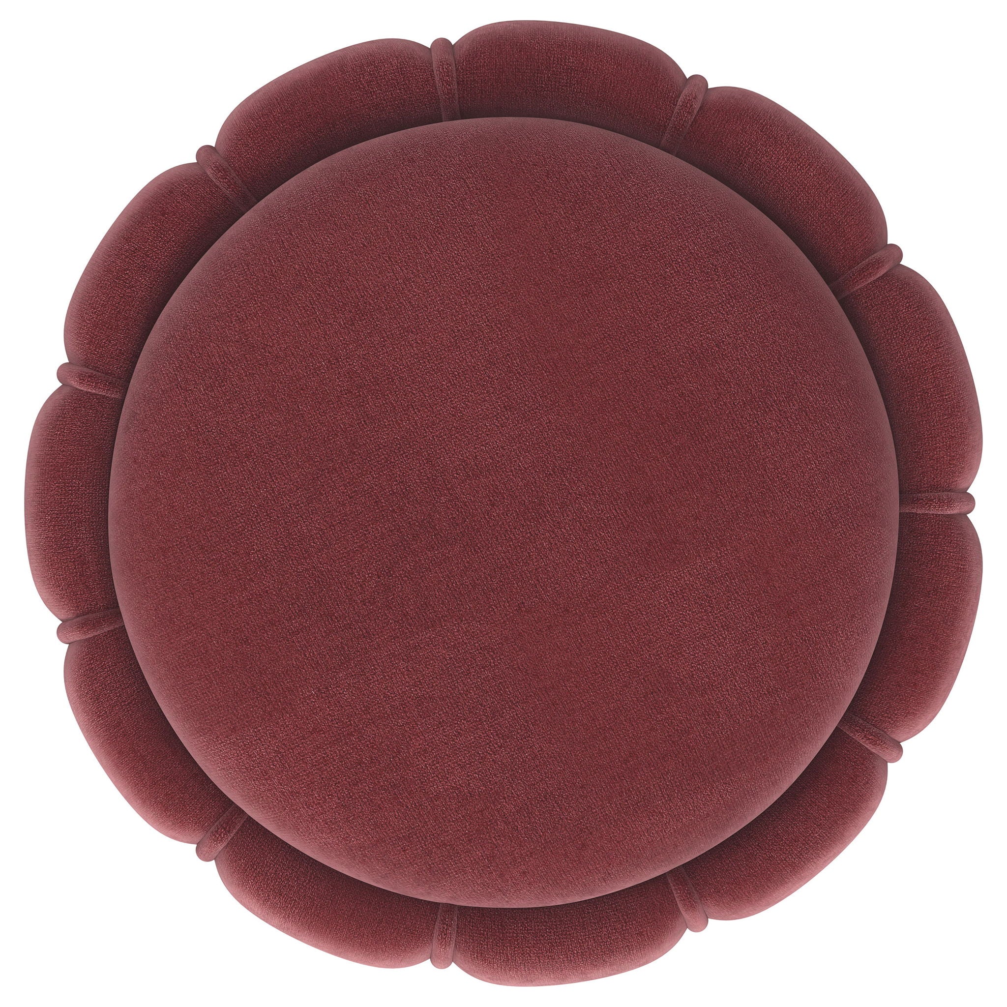 Round Upholstered Ottoman Pouf With Velvety Soft Upholstery
