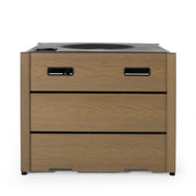 Rustic Style Outdoor Square Propane Fire Pit, 40,000 Btu