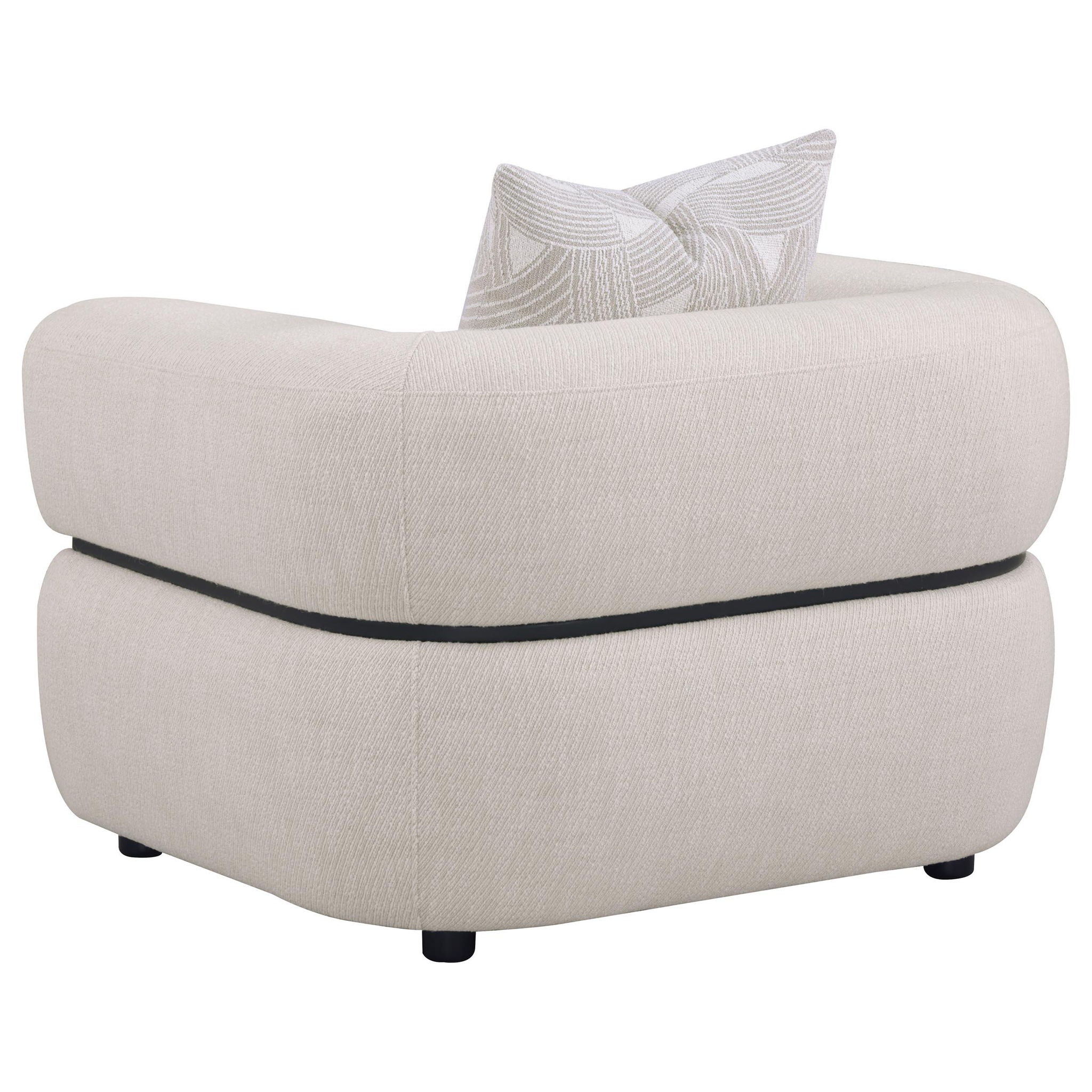 Jeanette 3-piece Fabric Upholstered Round Arm Sofa Set Beige