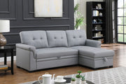 Lucca 84"W Gray Vegan Leather Modern Reversible Sleeper Sectional Sofa with Storage Chaise