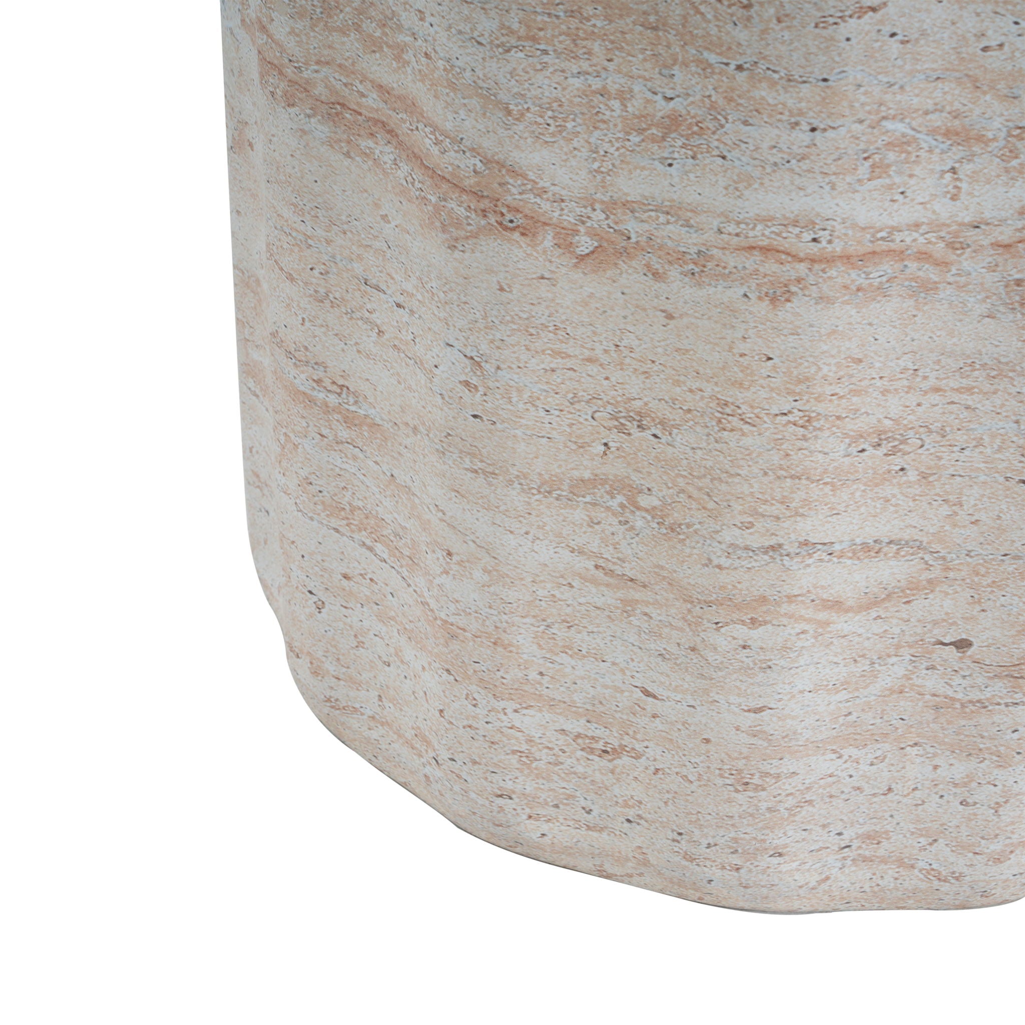 Elegant Indoor / Outdoor Lightweight Concrete Side Table With Travertine - Beige