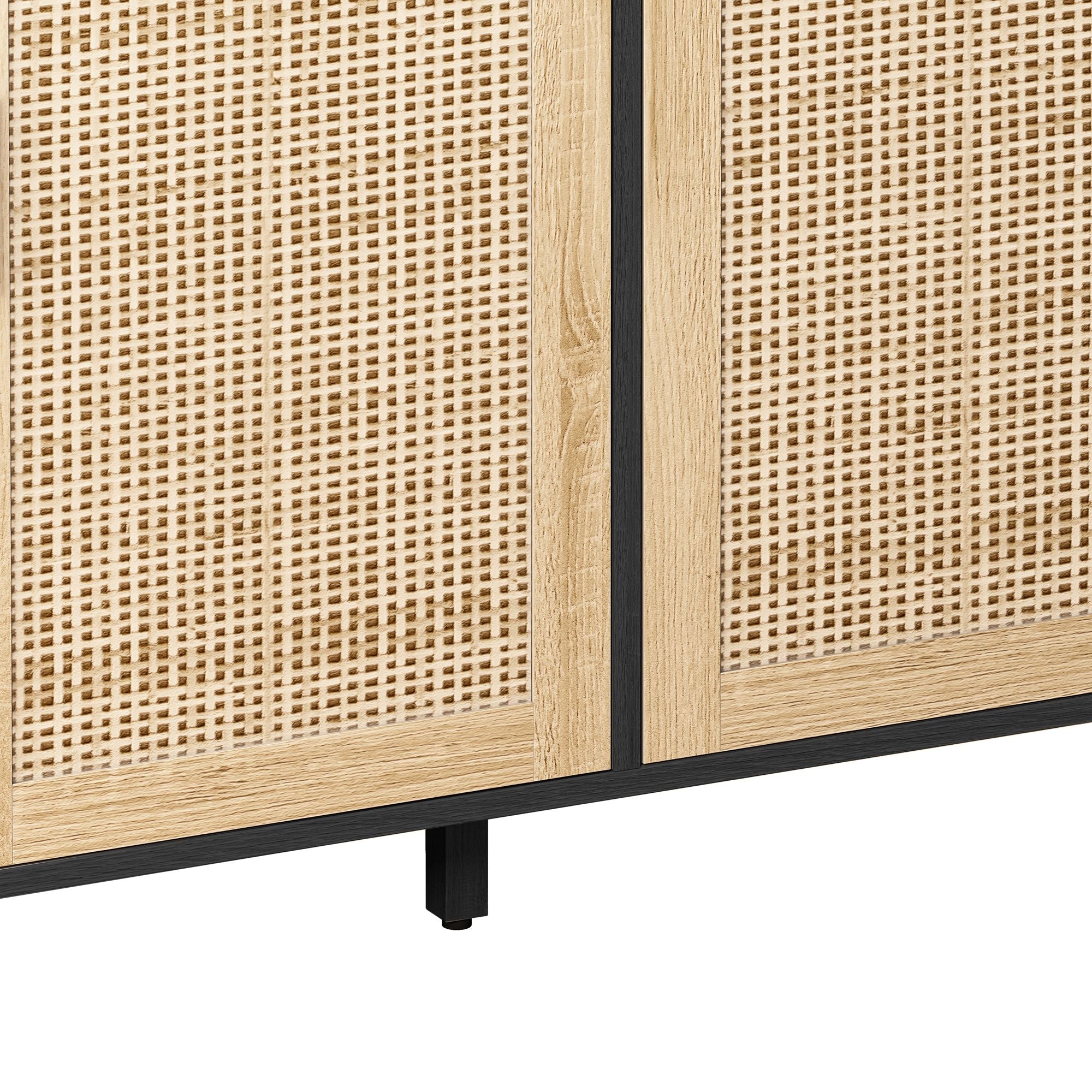 Elegant And Functional 4 Door Rattan Decorative Storage Cabinet