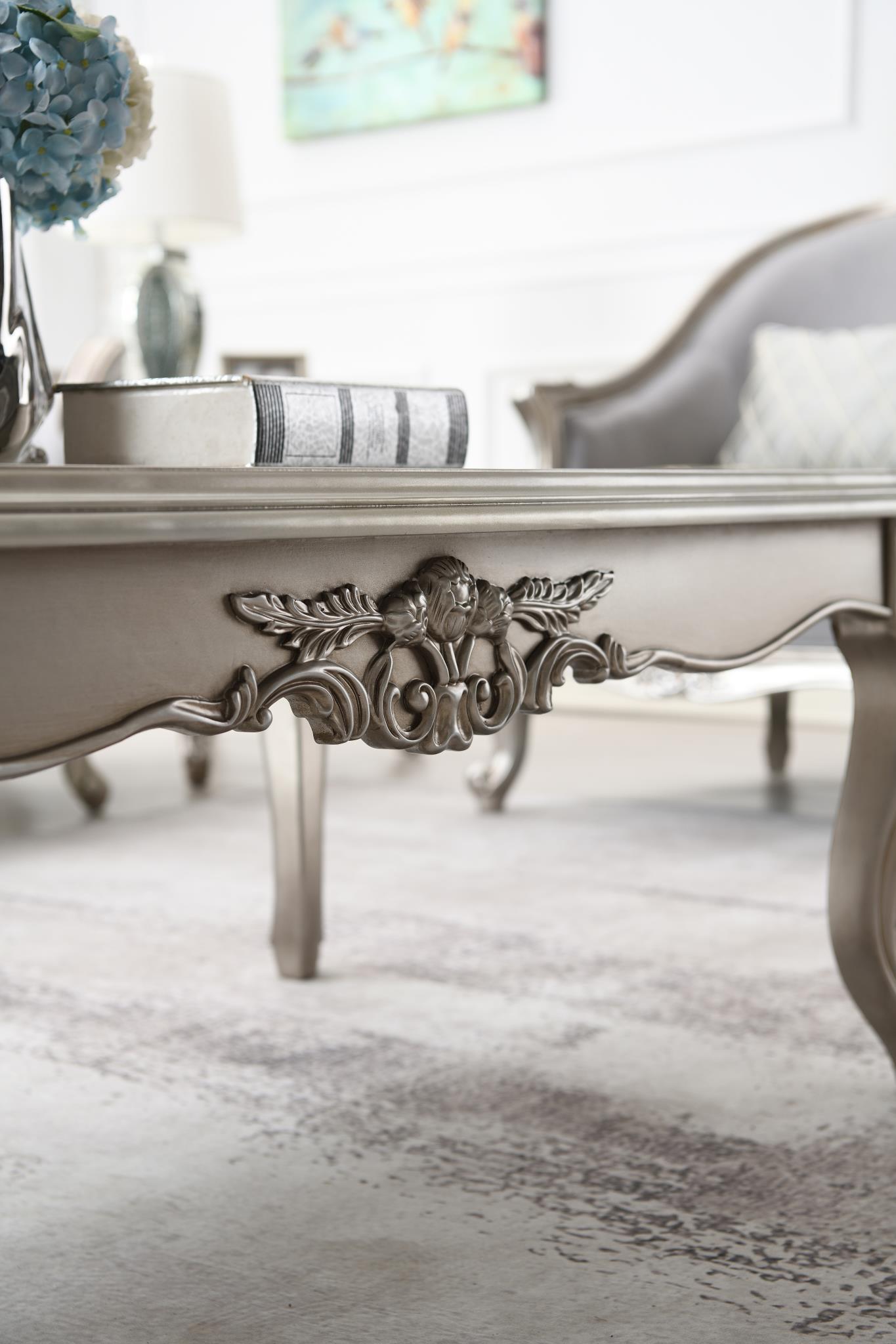 T198 - Coffee Table & 2 End Tables - Pearl Silver