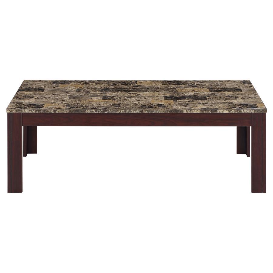 Rhodes - 3 Piece Faux Marble Top Coffee Table Set - Brown