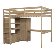 Loft Bed With Built In Wardrobe, Desk, Shelves And Drawers