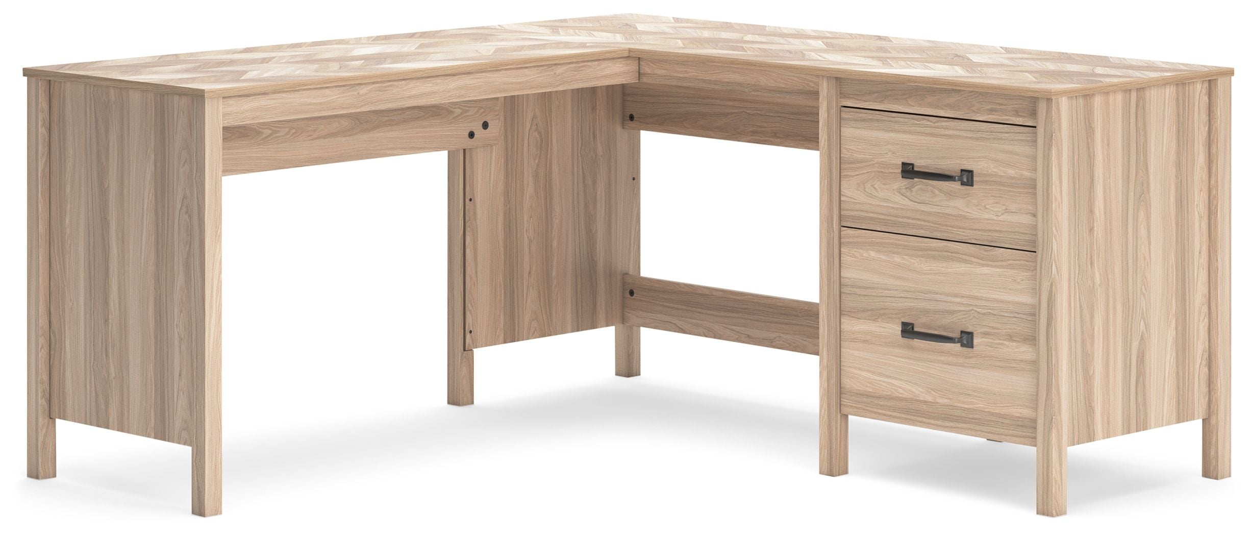 Signature Design by Ashley® Battelle - Tan - 60" Home Office Desk With Return | Meri Furniture
