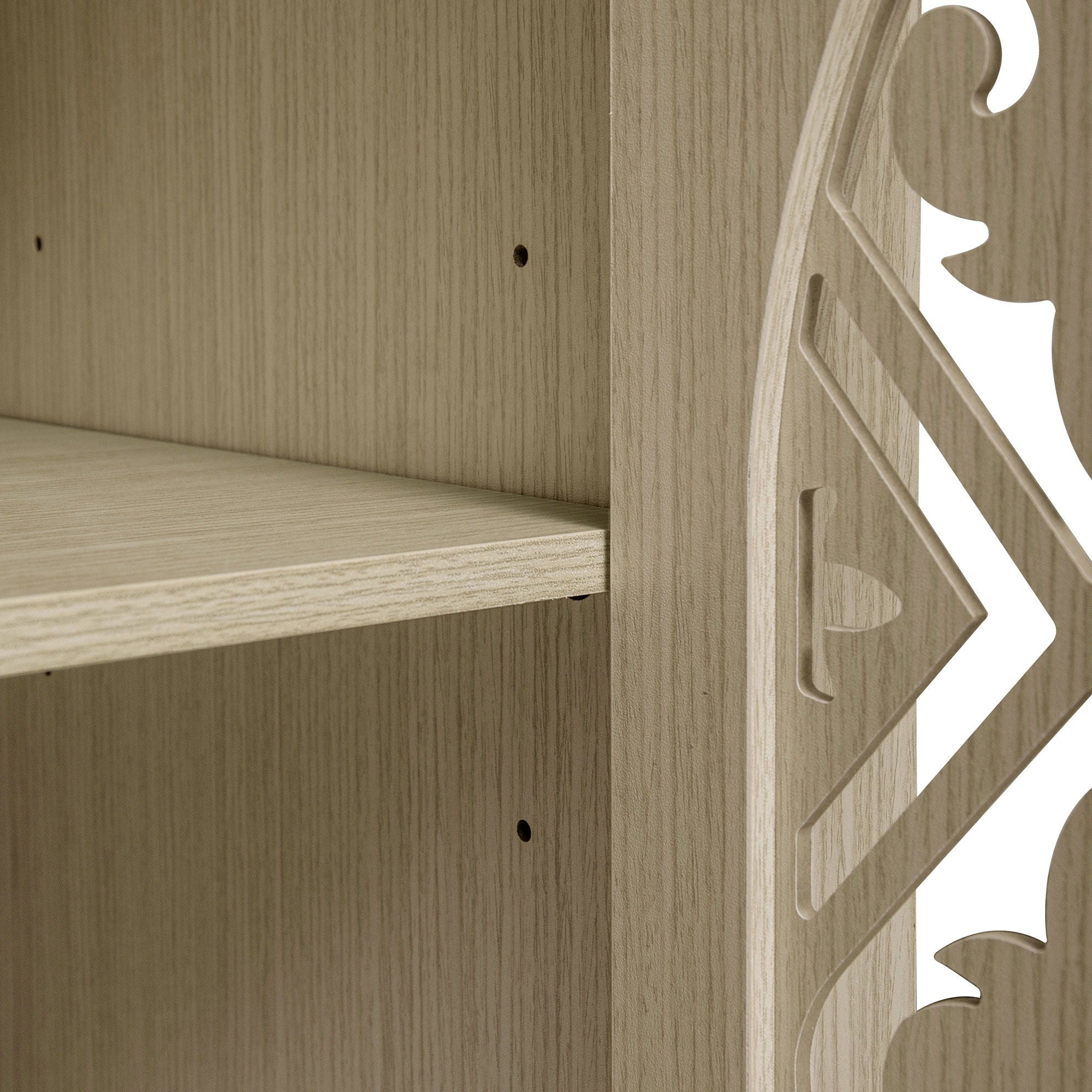 Hollowed Out Cabinet With 4 Doors, Suitable For Bedroom - Natural