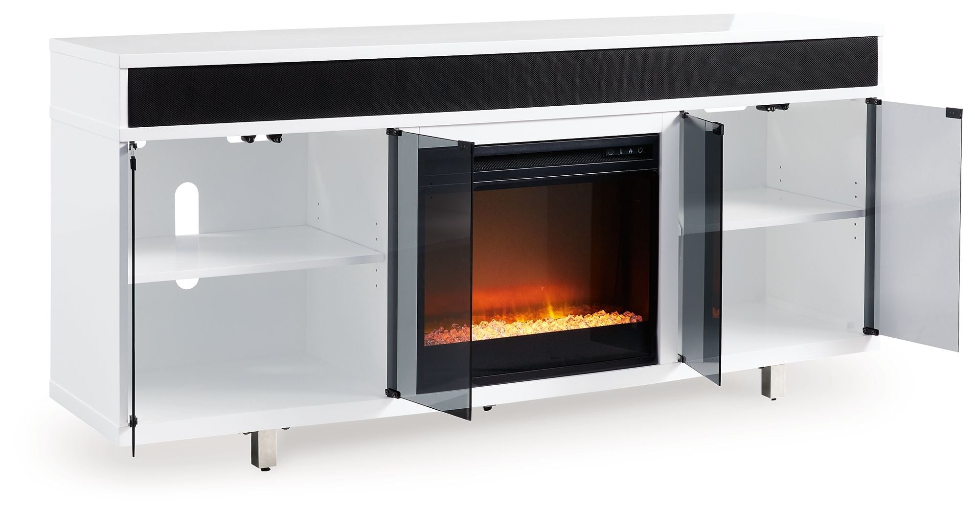 Signature Design by Ashley® Gardoni - White / Black - 72" TV Stand With Electric Fireplace | Meri Furniture