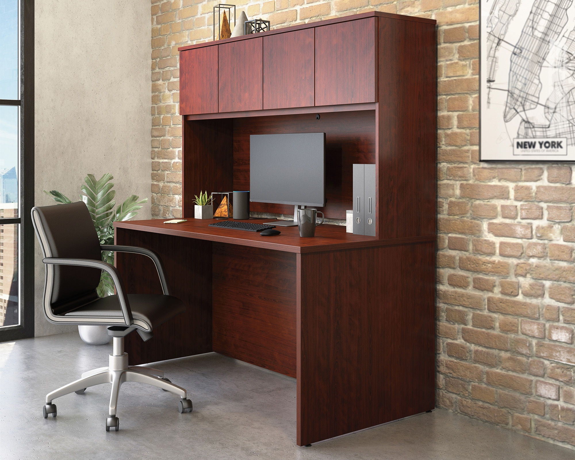 60" Desktop Hutch in Classic Cherry