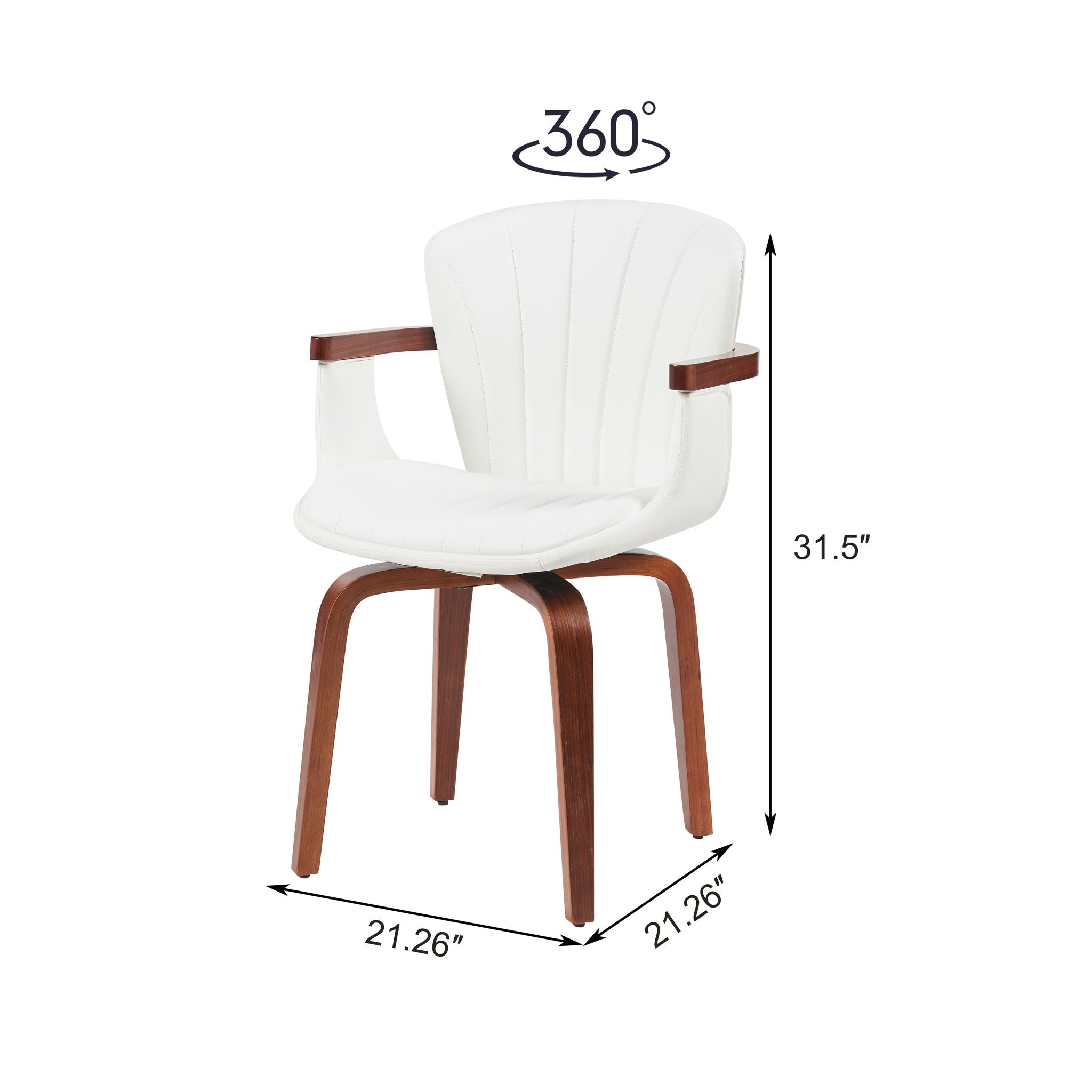 Mid Century Modern Bentwood Swivel Dining Chairs (Set of 2) - White / Walnut