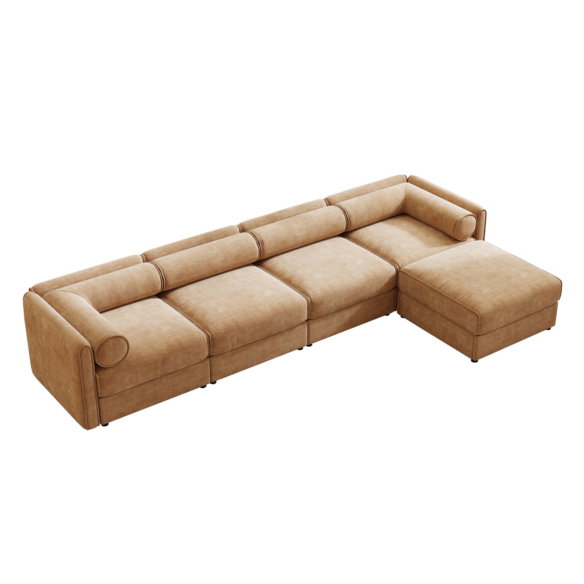 Contemporary Elegant White Chenille Sofa With Storage And Ottoman